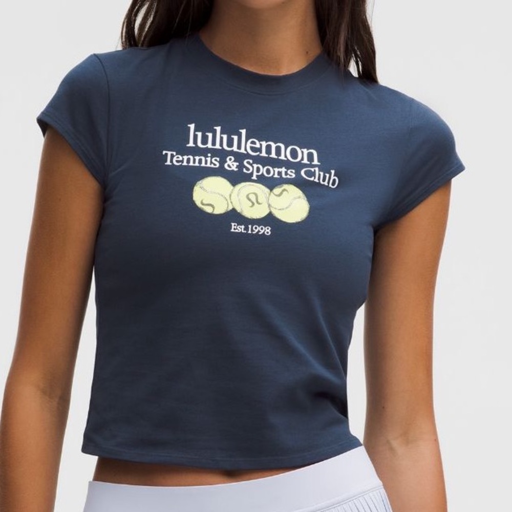 Lululemon Organic Cotton Baby Tee *Graphic Club Blue Sizes S,M & L NWT